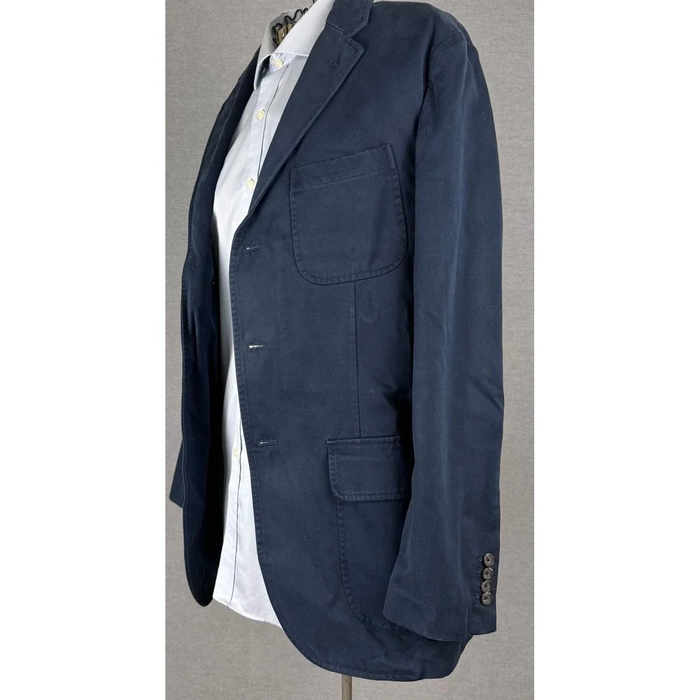 Polo Ralph Lauren Vintage Navy Blue Cotton Twill 3-Button Blazer Sport Coat M